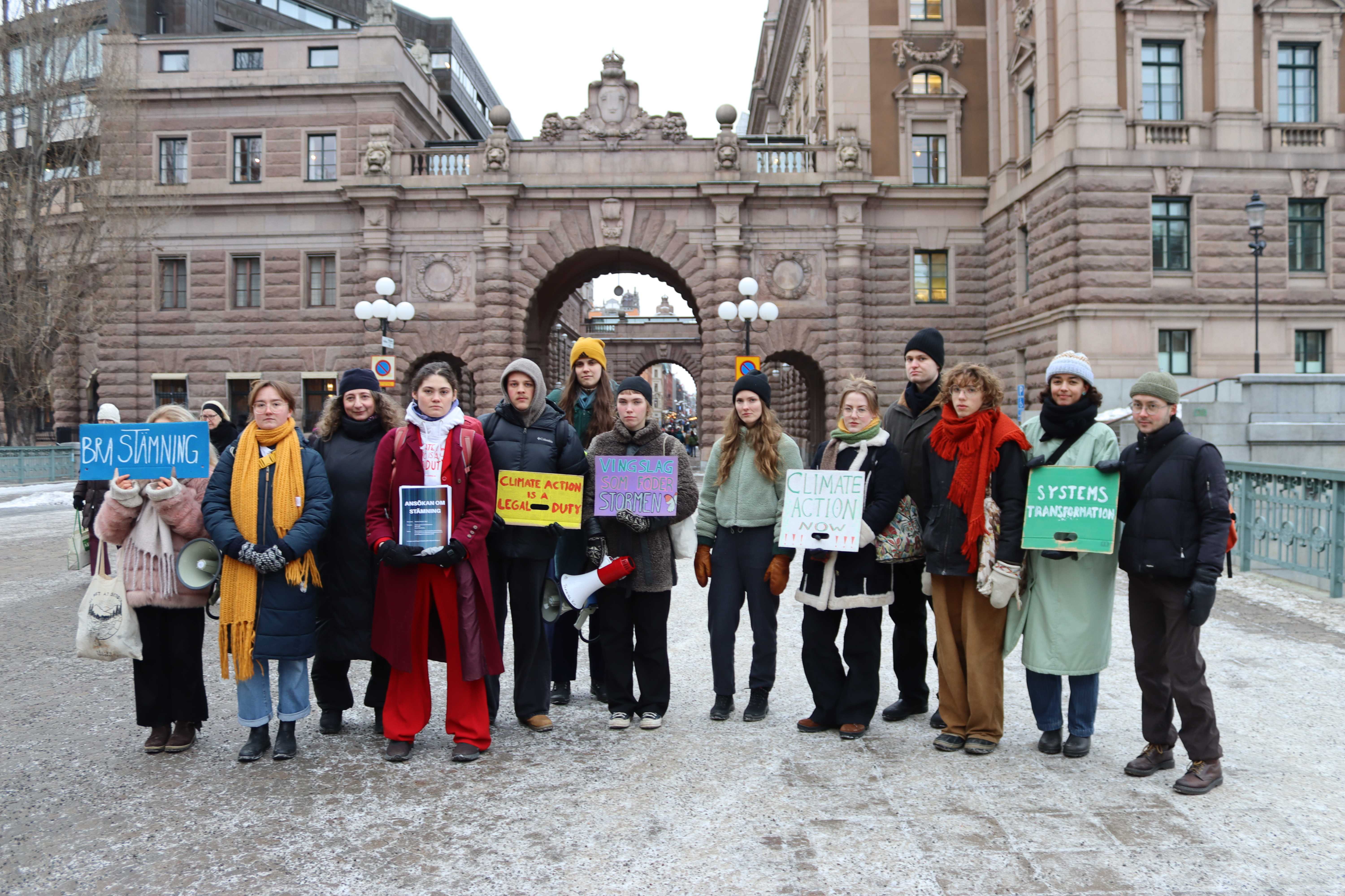 Youth standing outside Swedish parliament